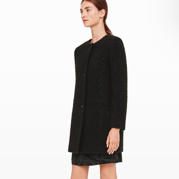 CLUB MONACO Simonya Bouclé Wool Collarless Coat, M - Picture 2 of 8